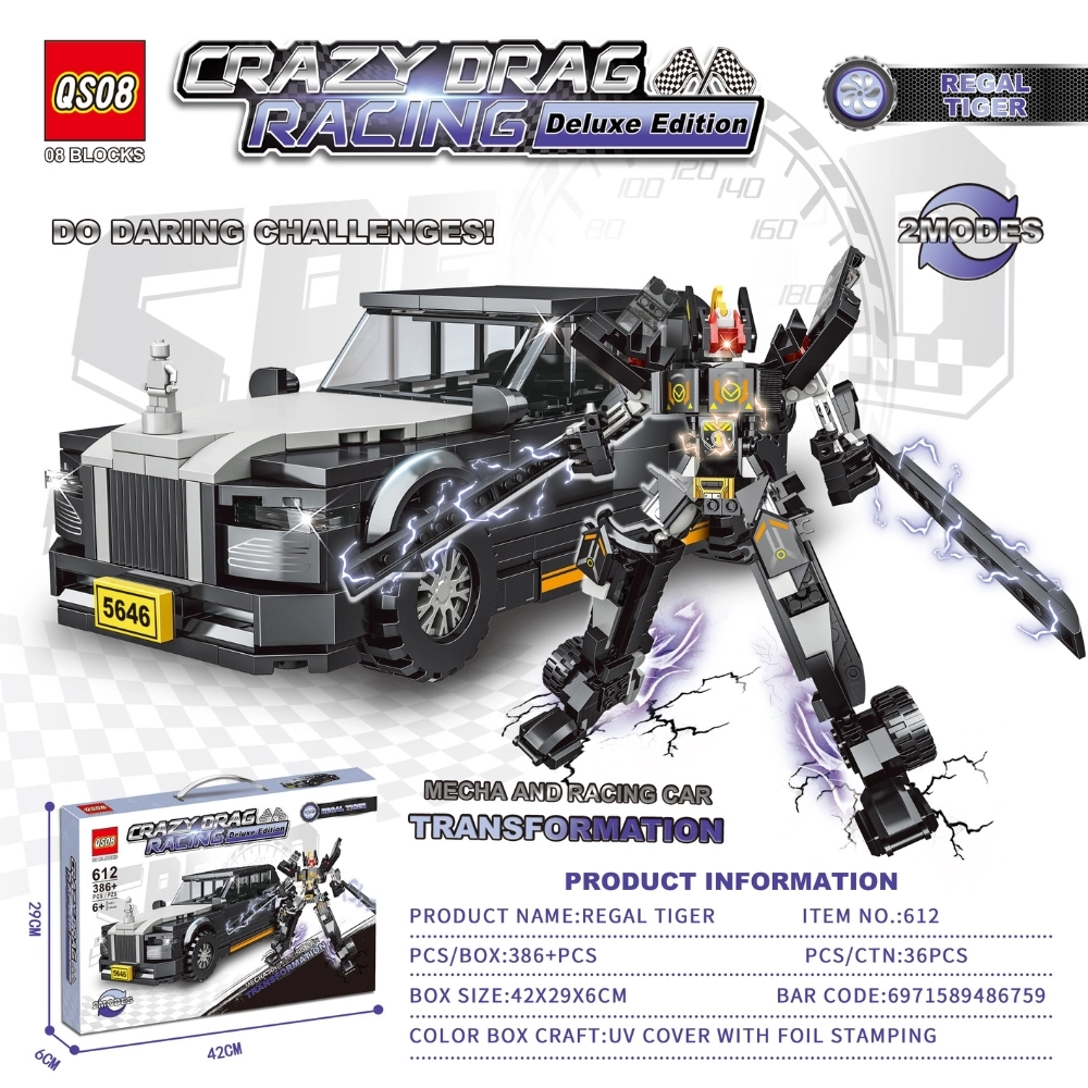 Đồ Chơi Lắp Ghép Lego ( 2 in 1 ) Xe và robot - 386 hạt - Full Box - Sku : LG-612